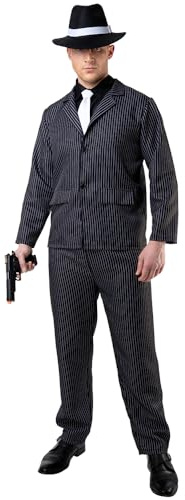 Wicked Costumes Adult Mens 1920s Gangster Fancy Dress Costume – Mafia Suit Outfit Parties, Stag Nights & Event - X-Large
