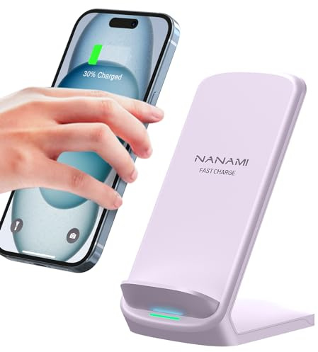 NANAMI Fast Wireless Charger, 15W Induktive Ladestation für Samsung & Apple | für Galaxy S26/S25/S24/S23/S22/S21/S20/S10/S9 Note 20, für iPhone 17/Air/16/15/14/13/12/11/X/XS/XR/8/8 Plus Google Pixel LG