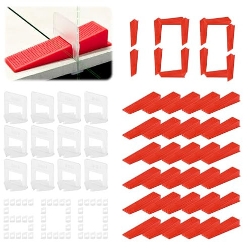 Lot de 700 entretoises pour carrelage avec cales et bases en plastique de 1 mm pour une installation encastrée sur les carreaux de mur et de sol en céramique, réutilisables pour le bricolage