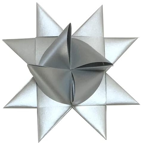 Metallic Paper Moravian Stars (German, Froebel, Christmas Star). Already Made. Ready to Ship. Various Patterns, Sizes and Quantities (Silver, 6 inch, 1 Star)
