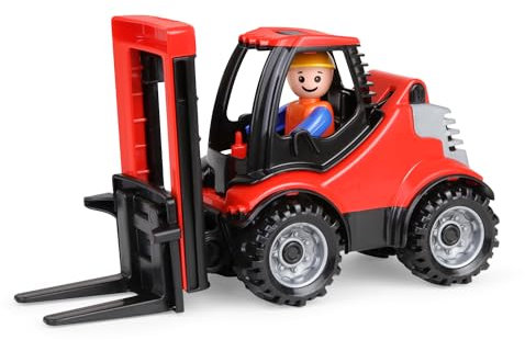 Lena 01627 - Chariot élévateur Truckies - Véhicule Solide pour Enfant d'environ 22 cm de Long - pour Enfants à partir de 2 Ans - Véhicule Robuste pour bac à Sable, Plage et Chambre d'enfant