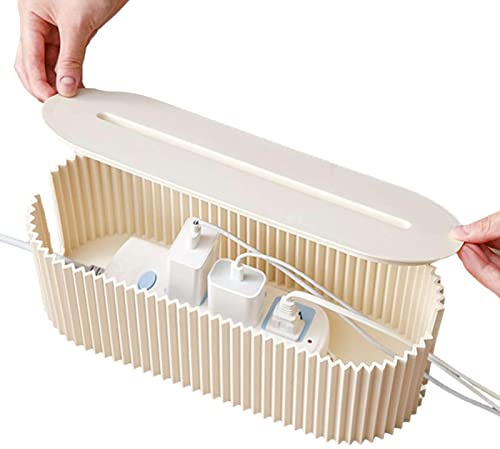 Cable Tidy Box, Cable Management Box, Power Strip Cable Tidy Box, Multifunctional Cord Hider and Management Box Flexible Wire Storage Extension Hider for Desk, Home, Kitchen