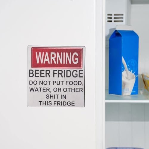 Red Warning Beer Fridge Magnet,Refrigerator Magnets,Funny Warning Sign,Beer Stickers Magnet Sticker,DO NOT Put Food,Water,OR Other in This Fridge, Kitchen Accessories,Kitchen Utensils and Gadgets