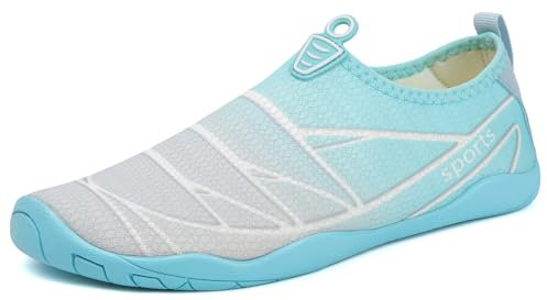 AUXDIQ Schwimmschuhe Badeschuhe Aquaschuhe Surfschuhe Wasserschuhe Strandschuhe Barfuß Schnell Trocknend für Damen Herren Blau, 43 EU