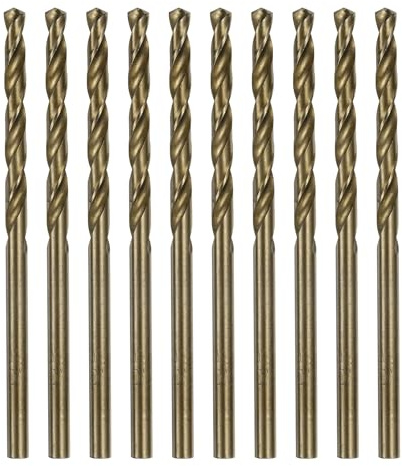 sourcing map 10pcs Cobalt Jobber Drill Bits 3mm / 0.118 M35 High Speed Steel HSS Twist Drilling Bit Tool for Stainless Steel Copper Wood Plastic and other Hard Materials