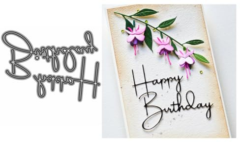 Sredwtk Happy Birthday Stanzschablonen Geburtstag Weihnachten Metall Prägeschablonen Stanzformen Schneiden für DIY Karte Sammelalbum Scrapbooking Fotoalbum Deko Cutting Dies