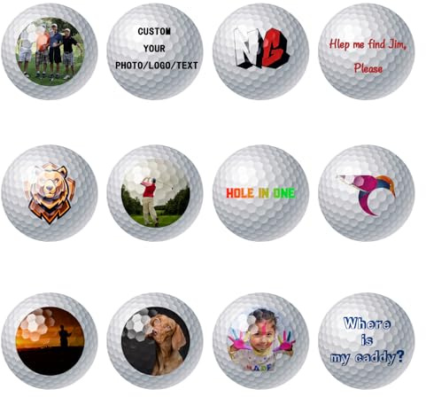 Golfball Personalisiert Golfbälle mit Foto/Logo/Text Zweischichtige Golf Bälle Golf Übungsbälle für Golf-Anfänger, Golf Geschenke für Männer
