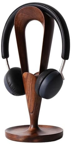 CYPOSLDN Walnut Wood Headphone Stand Headset Holder for Desk, Support Dual Headsets Suspension for PC Gaming, Office Headset Holder ,B