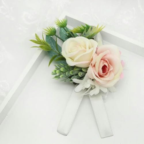 Ansteckblume, einzigartiges Design, Ansteckblume für den Bräutigam, Braut, Handgelenk, Ansteckblume, handgefertigt, rosa Rose, Orchidee, Blume am Handgelenk, I