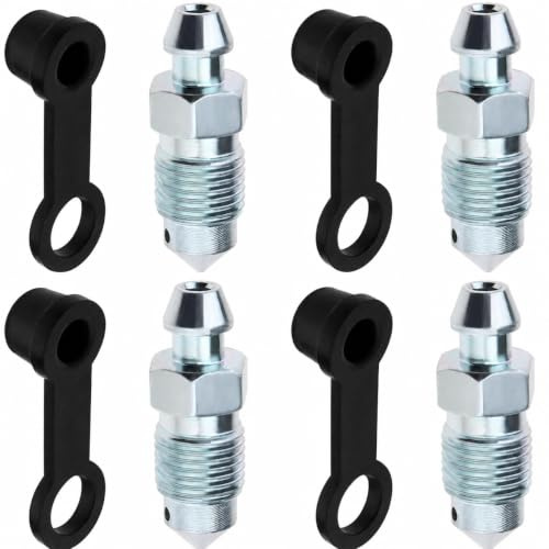 Xiciki 4 Stück Entlüftungsschrauben, M10x1mm Entlüftungsschraube mit Kappe, Bremsbecherschraube für Motorrad-Scheibenbremssattel, Auspuffschraube Kompatibel für Motorräder und Autos