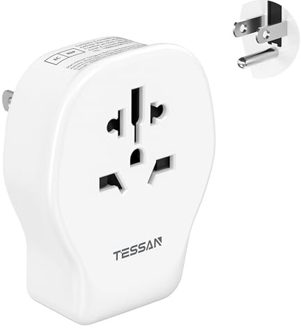 TESSAN Adapter USA Deutschland Stecker, 4 in 1 Reiseadapter USA mit 2 USB C und 1 USB A, Steckdosenadapter USA 1250 W, Stromadapter Mexiko, US Stecker Adapter auf EU für Kanada Costa Rica, Weiß
