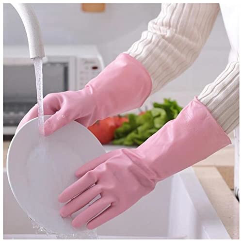 JYMALISA Cleaning Gloves 1Pair Cleaning Gloves Kitchen Waterproof Dishwashing Glove Durable Rubber Dish Washing for Household Chores Cleaning Scrubber Eco Friendly Cleaning Gloves(Pink,S)
