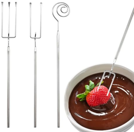 BUOKSLLY 3 Stück Pralinengabeln, Edelstahl Pralinengabel | multifunktionell für Schokoladenfondue, Pralinen,DIY, Dessertdeko – perfekt für Zuhause, Restaurants und Hotels