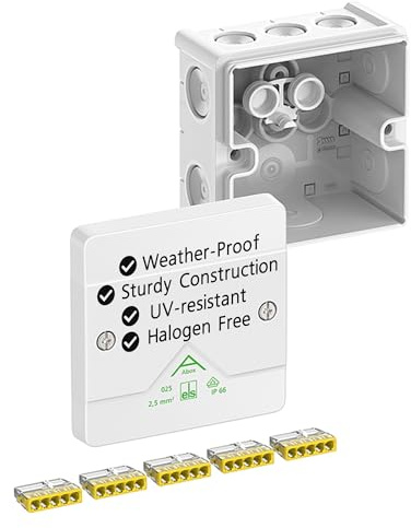 Spelsberg Abox 025-2,5²/w – IP66 wasserdichte Anschlussdose mit internen Befestigungspunkten und schraubenlosen Klemmen – Wago 2273-205 – 2,5 mm² – bewertet 450 V für Industrie und Außenbereich (weiß)