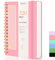 Smarpau A5 Spiral Notizbuch Liniert, Hardcover PVC Notizbuch Ringbuch Notizblock mit 320 Seiten 100gsm Dickes Papier, Lined Journal für Frauen Männer Arbeit Büro Schule Reisen, 14.5 x 21cm-Rosa