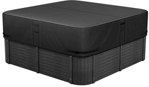 VEVOR Copertura per Vasca Idromassaggio da Esterno 2413x2413x508 mm, Protezione Impermeabile, Copertura per Vasca da Bagno da Esterno Tessuto Oxford 600D, Quadrato, Nero