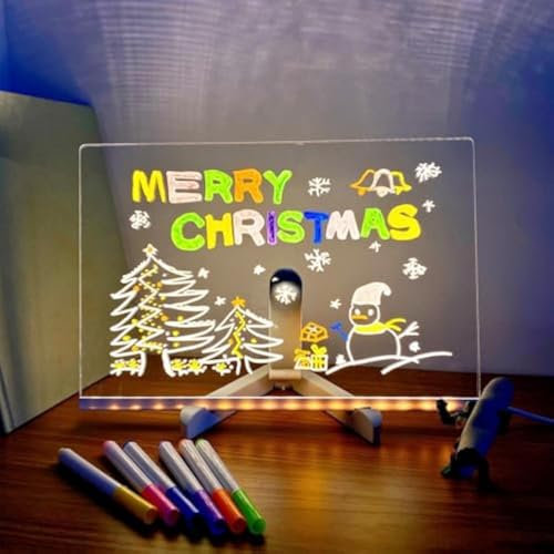 Magic Board, Magicboard, Wo Kreativität Aufleuchtet, Wiederbeschreibbares LED-Nachrichtenbrett Aus Acryl, LED-Notizbrett Mit 7-Farben-Stift, Schreibtafel Mit Ständer For Das Schulcafé, Home Office(11.