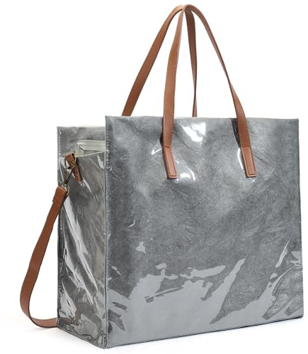 Azooken Sac Fourre Tout en TPU avec fermeture éclair,Sac Ordinateur Portable 15,6 Pouces,Femme Tyvek Grand Format Cabas Pour Voyage,Plage,Travail,école,Salle de Sport