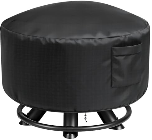 VORHOT Housse Brasero Ronde, Ø 80 x 50 cm Imperméable Housse de Protection Résistant aux UV Coupe-Vent, Tissu Oxford Robuste 600D Housses de Protection pour Barbecue Meubles Jardin