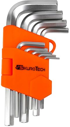 SikuroTech Set 8 Chiavi a Brugola con supporto da 1,5–10 mm – Acciaio Cromo Vanadio – Brugole con supporto in Plastica Compatto – Chiavi Allen Resistenti per Bici, Moto, Officina e Fai da Te
