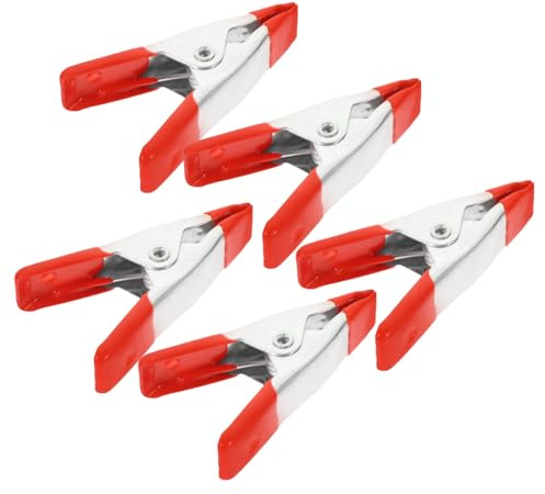 Sewroro 5 pcs Small Metal Spring Clamps for Woodworking and Crafts Heavy Duty Spring Clips with Strong Grip Portable Red Woodworking Frame Clips for Tent and DIY Projects