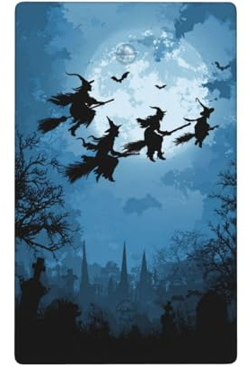 Witches Flying On Broomsticks Full Moon Single Toggle Blank Wall Plate Light Switch Cover Decorative 1 Gang For Kitchen Room Bathroom Size 4.5 X 2.75