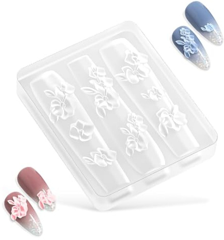 Tampons 3D pour nail art floral, pochoirs en silicone, pochoirs décoratifs pétales - Motifs floraux - Outils nail art DIY