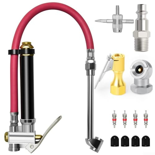 Manometro per pneumatici a doppia testa, 10120 psi, resistente, con 14 NPT, per l'uso in garage, officine e assistenza stradale (13 pezzi)