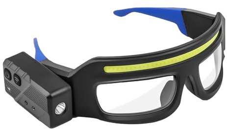 Lunettes de VTT – Lunettes de sécurité avec lumière rechargeable de type C | Lunettes de protection anti-buée pour le soudage, la moto, l'équitation, le sport, les aventures, 16 x 8 x 6 cm