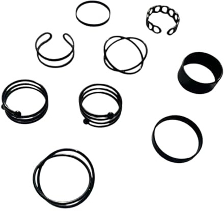 New 2026 Fashion Women Ring Pumk Cool Anillos Vintage Simple Black Cross Chain Joint Rings Sets Women Accessories Jewelry Gifts Party Perfect For Gift For Special Occasions