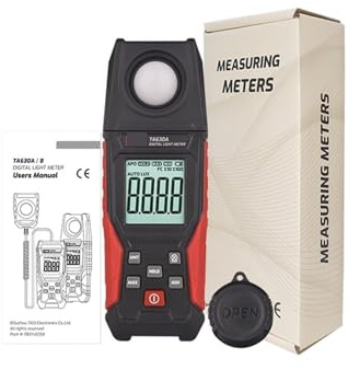Luxmetro, TA630 Luxmetro Luxmetro professionale Misuratore di luce portatile Luxmetro ad alta precisione 0,1-200000LUX Illuminometro Fotometro(TA630A)