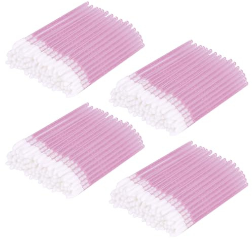 Alaoo 200 st läppsminkborste, engångsborste, läppborste, sminkborste för läppstift, läppborste, läppapplikationsborste, sminkborste för ögonbryn, rosa, B