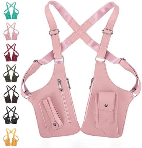 Schulterholster, Vertikales Pistolenholster, Verdeckte Waffenholster, Leder Anti-Diebstahl Schulterholster, Verstellbare Achselholster Tasche mit Doppelfächern,Umhängetasche Für Männer