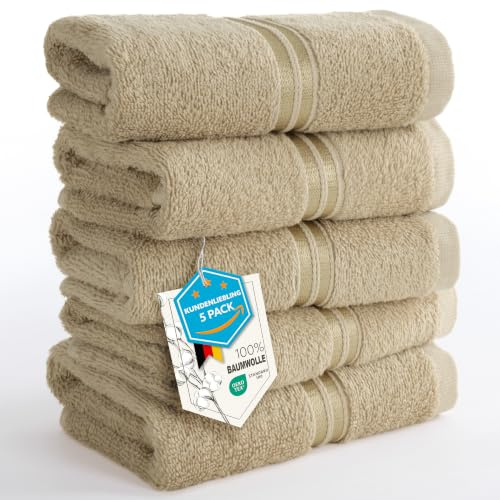 Hammetex Toallas de Invitados Pack de 5, 30x50 cm, 100% Algodón Rizo