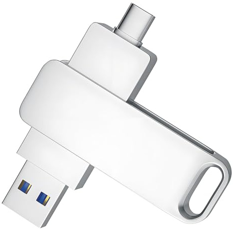 Wesafrae Clé USB 3.1 de 512 Go avec Ports Type C et Type A, Stockage et Sauvegarde pour Smartphone, Couleur Argent