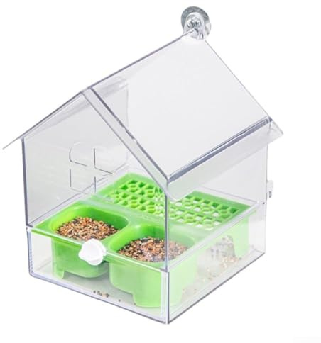 Bañera colgante para pájaros y comedero externo extraíble para loros, diseño transparente para un fácil control, hecho de ABS seguro para evitar toxinas, reduce el desperdicio de alimentos para loros
