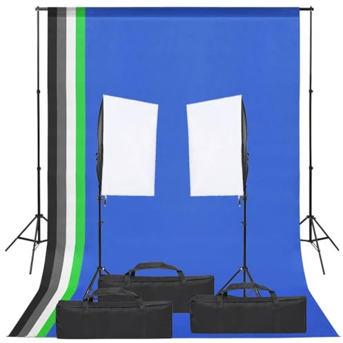 Kaloriko fotostudioset med softbox-belysning och bakgrundssystem, 2 stativ, LED-dagsljuslampor, dimbar, 5 bakgrunder, perfekt för fotografering, videoljus, streaming