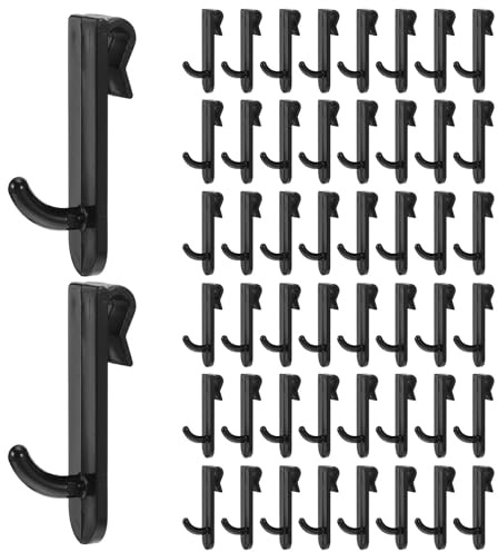Mikikit 50 Pièces Crochets D'affichage Muraux, Crochets Muraux Multifonctions en Plastique Noir, Accessoires pour Grille D'affichage, pour Pots et Ustensiles Cuisine, Buanderies