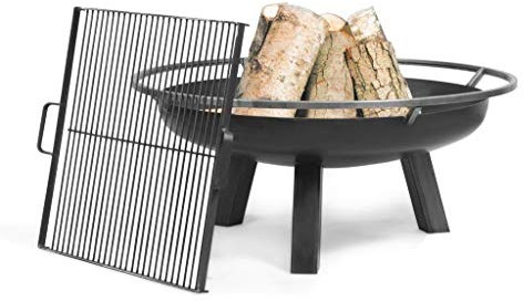 Feuerkorb mit Standfuß + Grill aus Stahl 70 cm