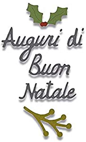Sizzix 662156 Fustella Auguri di Buon Natale, Acciaio, Argento