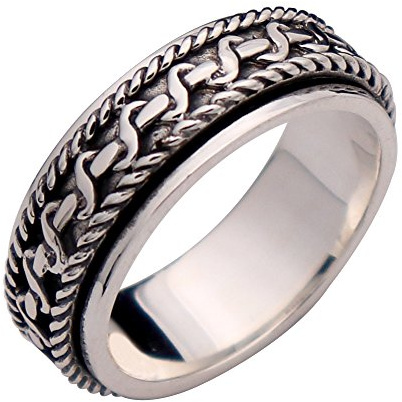 Vintage Echt 925 Sterling Silber Geflochtener Seil Spinner Ring Fidget Anxiety Ring Bandring Drehring für Herren Damen Größe 56-70