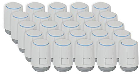 Möhlenhoff Stellantrieb Alpha-5 universal SET 25 Stück für Fussbodenheizung 230 V Typ VA 10 passend auf Heimeier Kermi Roth Herb Thermoval u.a. Farbe lichtgrau RAL 7035 Ausführung NC Stromlos-zu
