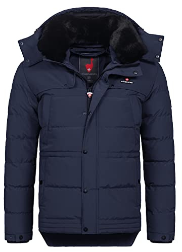 Höhenhorn Adamelo Herren Winter Jacke Quilted Steppjacke Gefüttert Winterjacke mit Abnehmbarem Kunstfellkragen