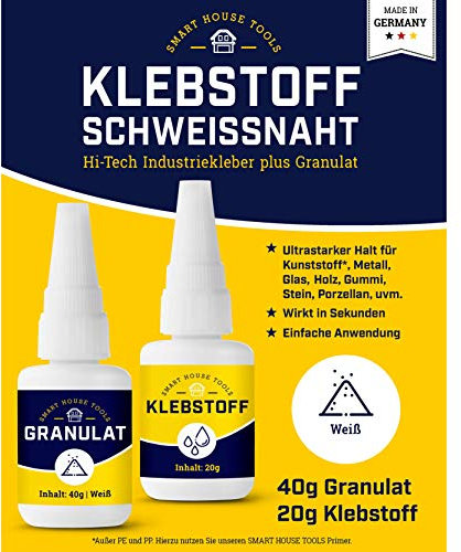 ADHESIVO DE SOLDADURA - 2K Set de Reparación Soldador de Plástico, ABS, Metal, Reparador de Madera, Cerámica y Más - Adhesivo Fuerte para Todo con 2 Componentes: Adhesivo Potente + Granulado
