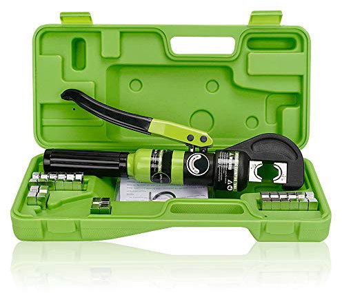 GMKD Hydraulische Crimper Zange Werkzeug-Set, Hand Hydraulische Kabel Kompression Werkzeug, Hochleistungsbatterie Kabelschuh Crimpwerkzeuge Kit mit 9 Crimpzangeneinsätzen, Reichweite 4-70MM2