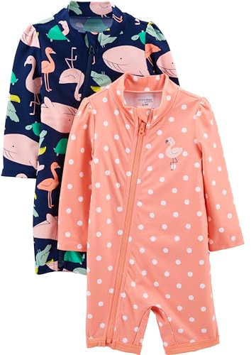 Simple Joys by Carter's Baby and Toddler Girls' 2-Pack 1-Piece Zip Rashguards