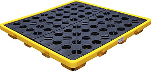 BGS 70050 | Öl-Auffangwanne | mit Gitterrost | für 4 x 200 l Fässer | Polyethylen (PE) | Auffangvolumen 150 l | Belastbarkeit 4000 kg feststehend, 2000 kg in Bewegung | 2-seitig unterfahrbar