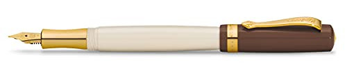 Kaweco STUDENT Füllhalter 20's Jazz I Premium Füllfederhalter für Tintenpatronen mit hochwertiger Stahlfeder in Braun & Creme I Nostalgischer Luxus Füller 16 cm I Federbreite: B (Breit)
