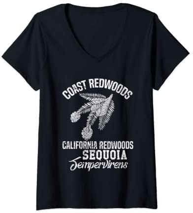 Womens Coast Redwoods California Redwoods Sequoia Sempervirens V-Neck T-Shirt