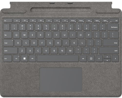 Microsoft Surface Pro Signature Keyboard con almacenamiento de bolígrafos (para Surface Pro 8, 9, X) (QWERTY Inglés) Platino (Reacondicionado)